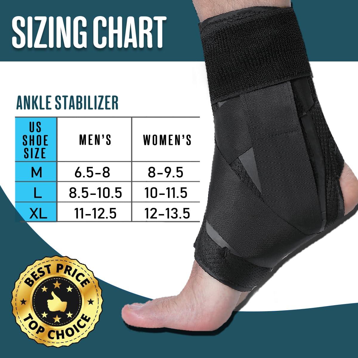 S Lace Up Ankle Brace, Cross Strapping Ankle Stabilizer with Dual Side Support for Men & Women, Figure 8 Ankle Support Brace for Sprained Ankle (XL)