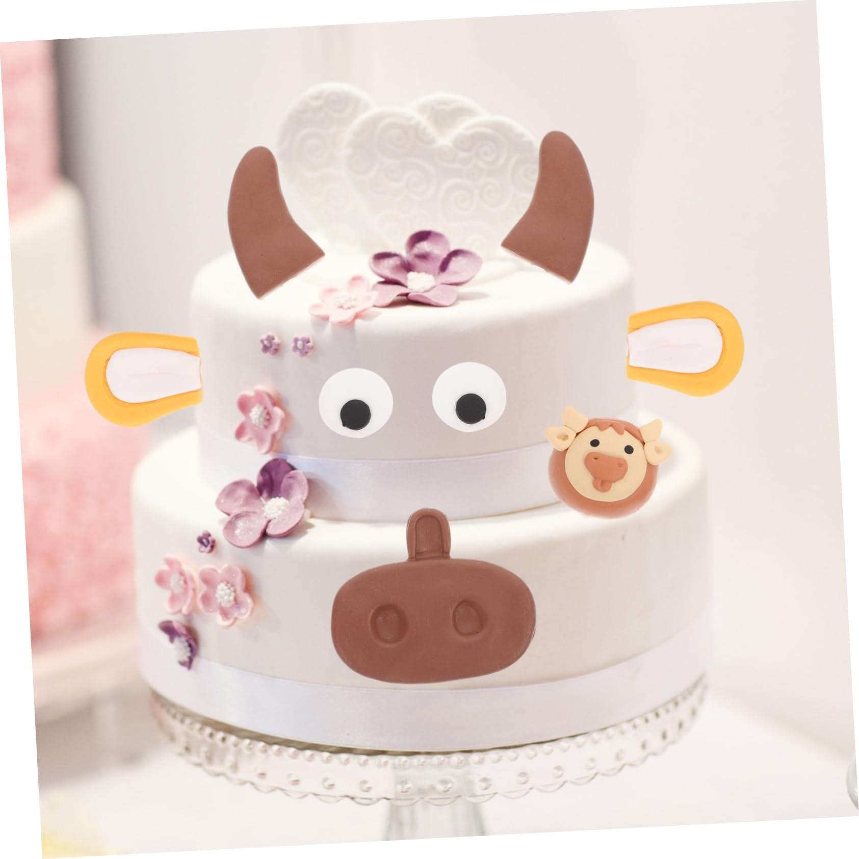 VOSAREA VOSAREA 1 Set Calf Cake Decorating Cow Cake Decoration Party Decor Baby Decorations Wedding Decorations for Ceremony Cow Cake Ornament Cow Cupcake Toppers Diy Decorative Cake Topper Coffee