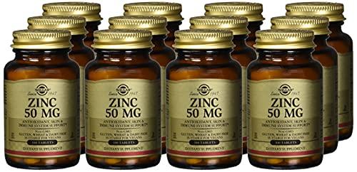 Solgar Solgar Zinc 50 Mg, 100 Tablets - Zinc for Healthy Skin, Immune System and Antioxidant Support- 100 Servings, 100 Count (Pack of 12)