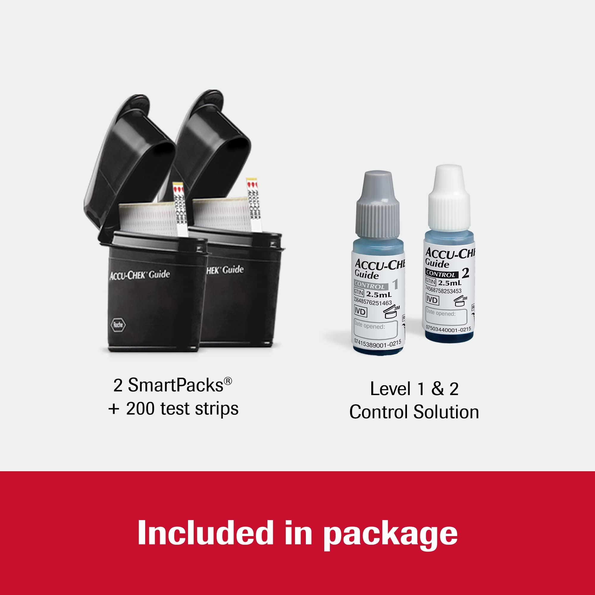 Accu-Chek Accu-Chek Guide Glucose Test Strips Kit for Diabetic Blood Sugar Testing: 200 Test Strips and Control Solution