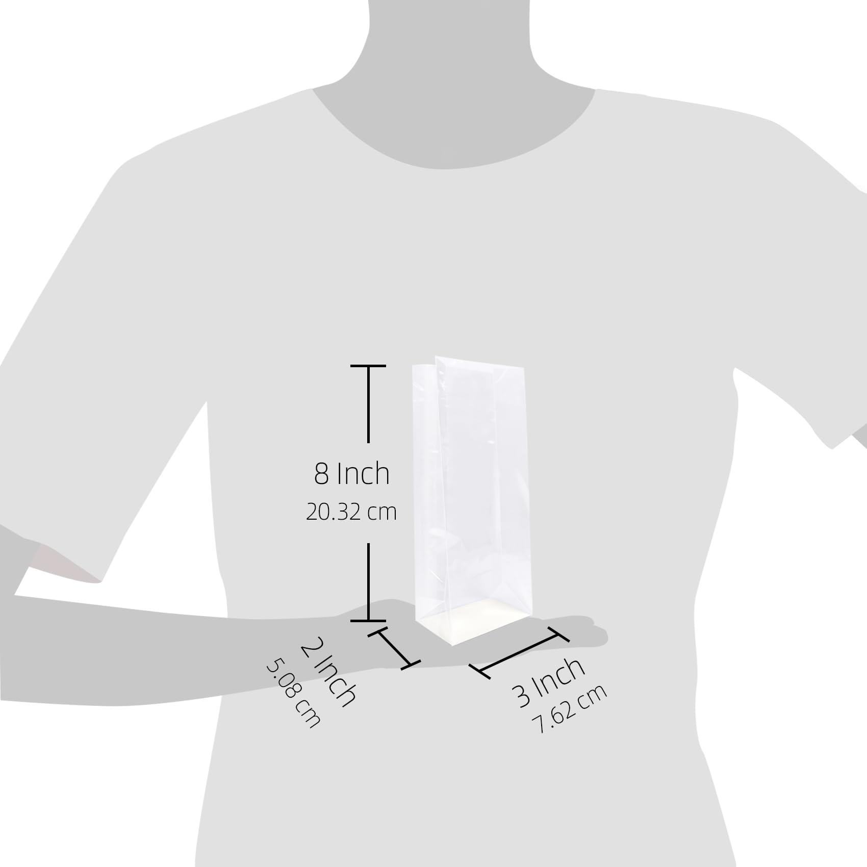 Morepack Gusseted Cellophane Bags,Flat Bottom Cellophane Bags with Paper Insert 50Pcs 3x2x8 Inches Smore Bags