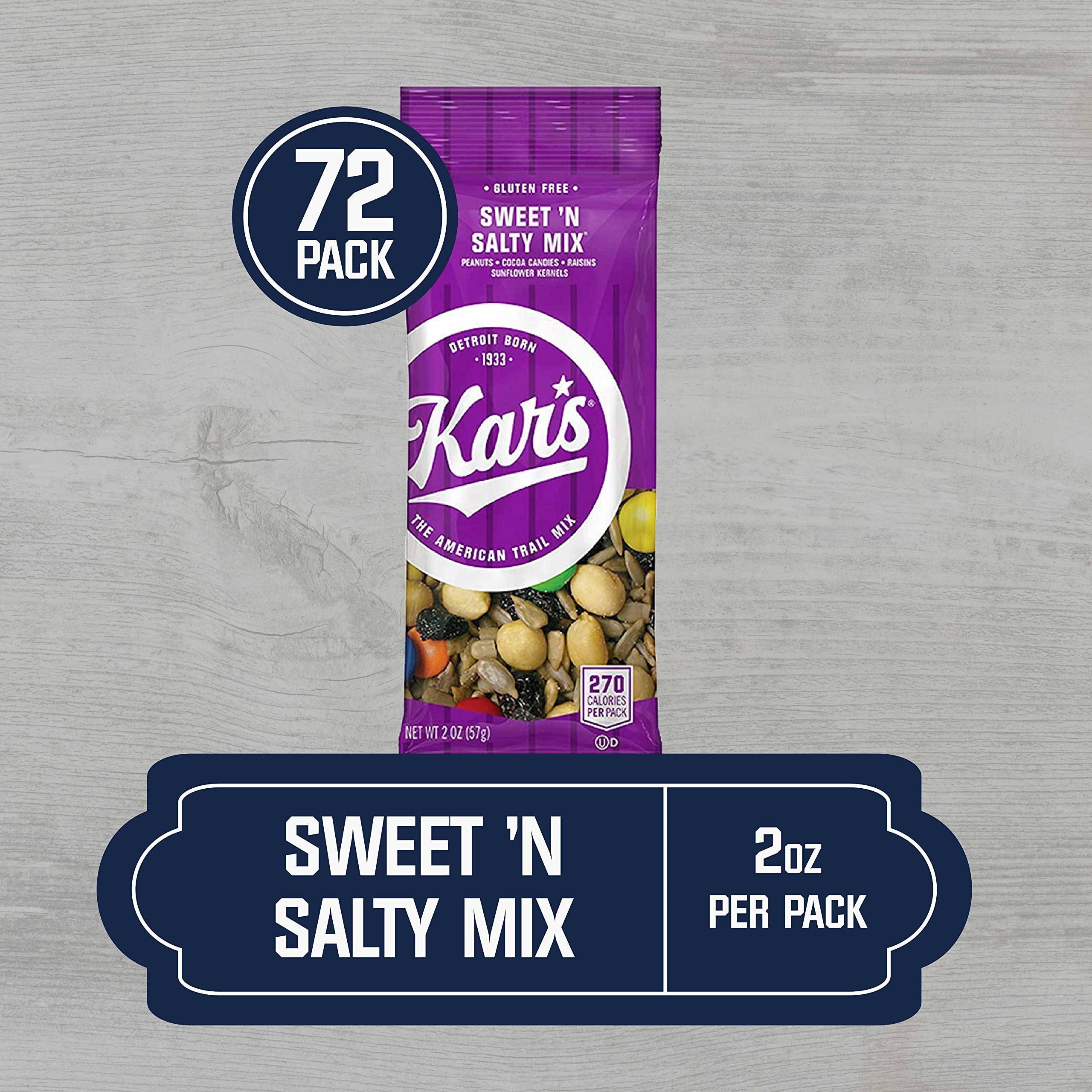 Kar's Nuts Kars Nuts Sweet N Salty Trail Mix 2 oz Individual Snack Packs, Bulk Pack of 72 - Healthy Snacks for Adults and Kids