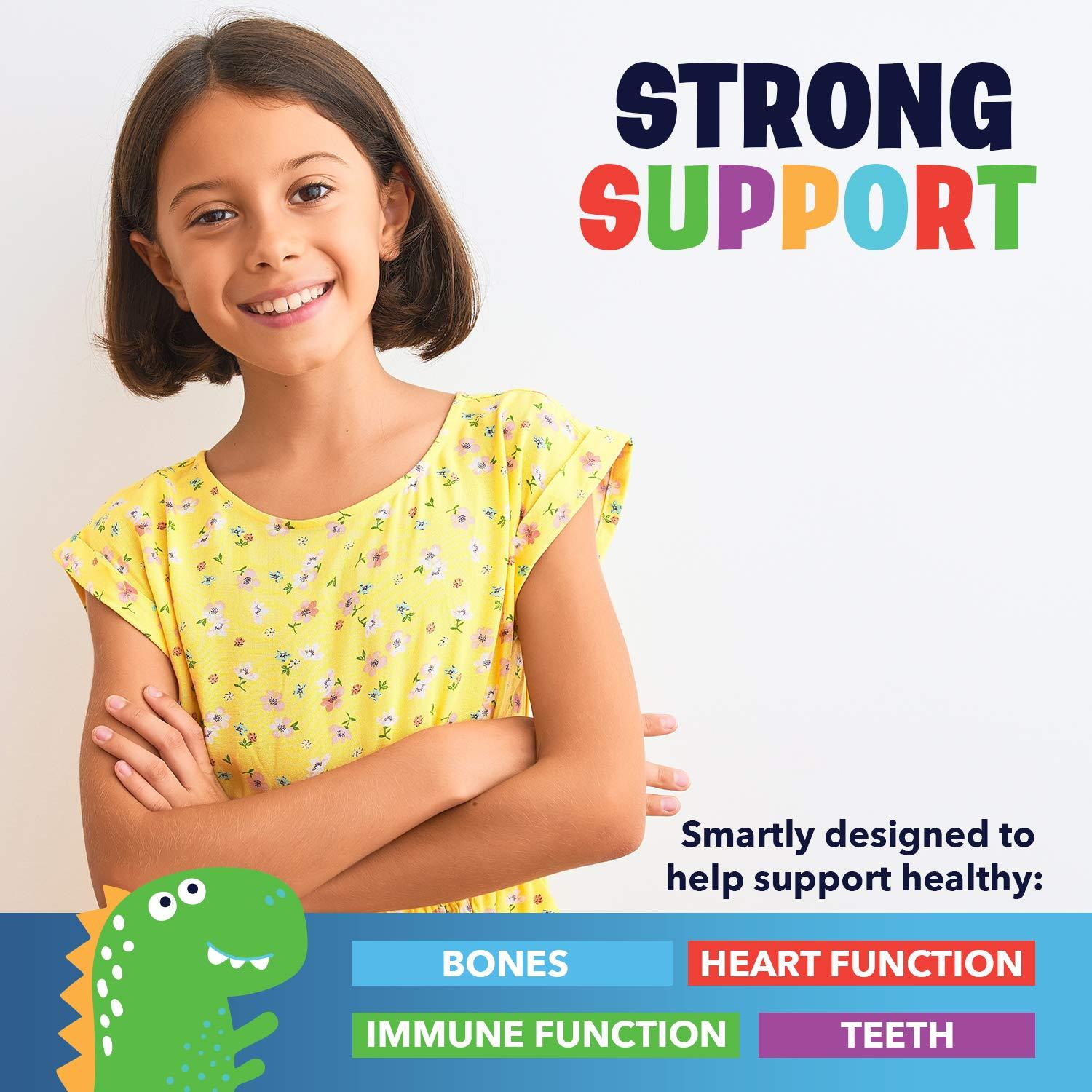 KAL KAL Vitamin D-Rex - Vitamin D Gummies for Kids - Kids Vitamin D3 - Peach, Mango, and Strawberry Flavors - Immune, Heart, Bone & Oral Support - Vegetarian, Gluten Free - 60 Servings, 60 Gummies
