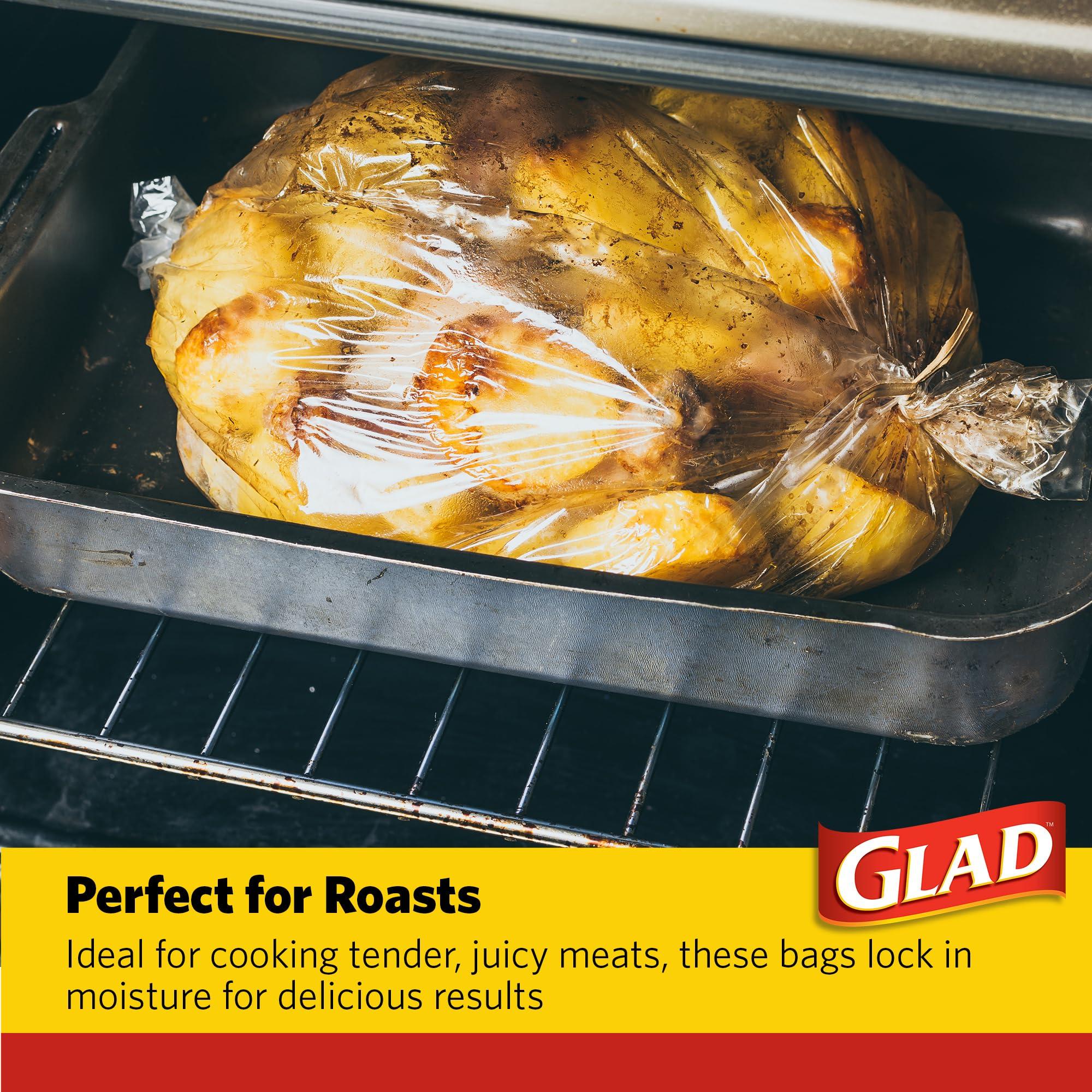 Glad Glad Turkey Size Oven Bags for Meats & Poultry 8-24 lbs BPA-Free* for Tender, Juicy Roasts with Fast & Easy Clean-Up, Turkey Cooking Bags, Roasting Bags, 19" x 23.5" - 2 Count