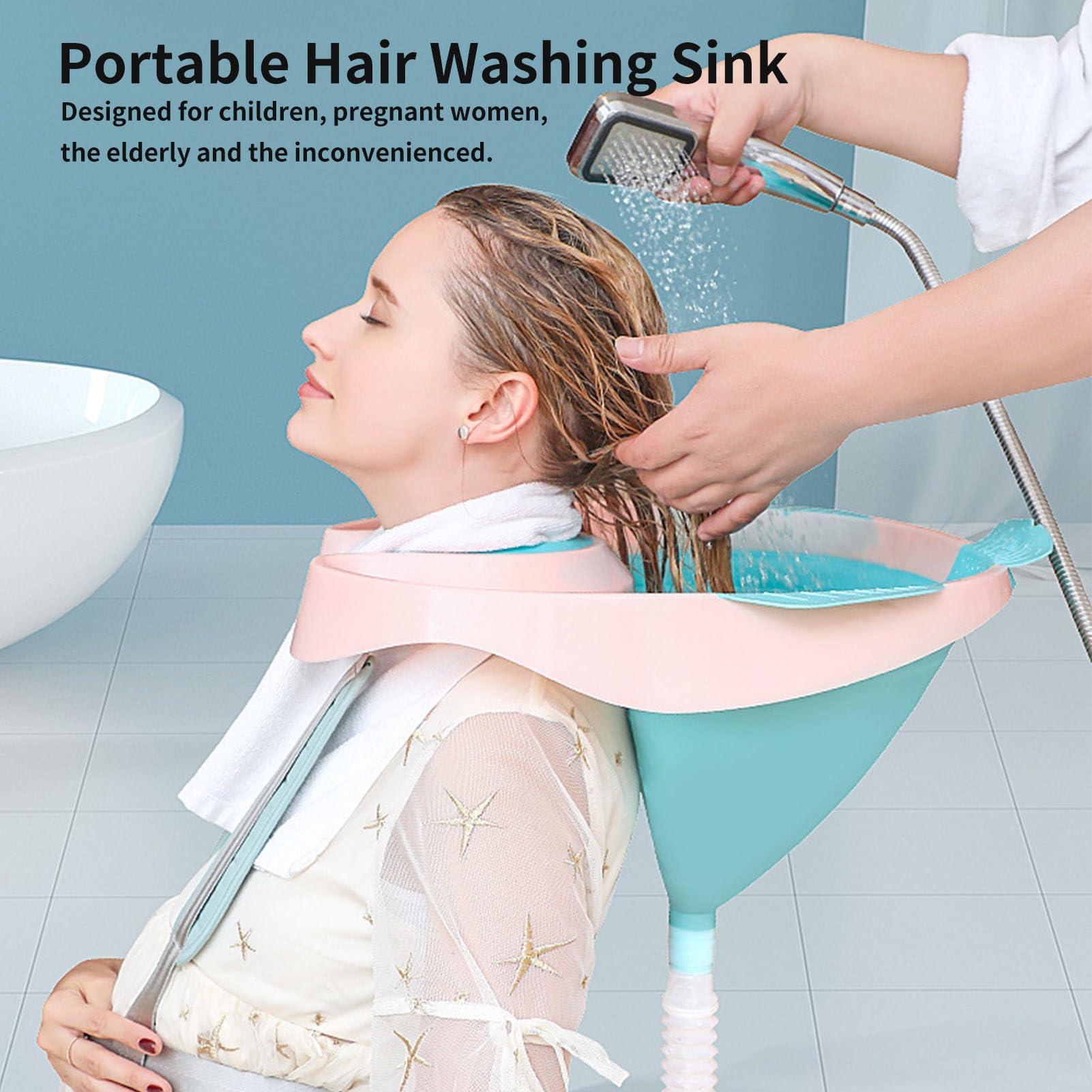 Pyhodi Portable Inflatable Shampoo Basin, Hair Washing Sink for Elderly, Pregnant Women, Bedridden, with Drainage Pipe, Adjustable Strap, Lightweight Bowl for Elderly, and Children