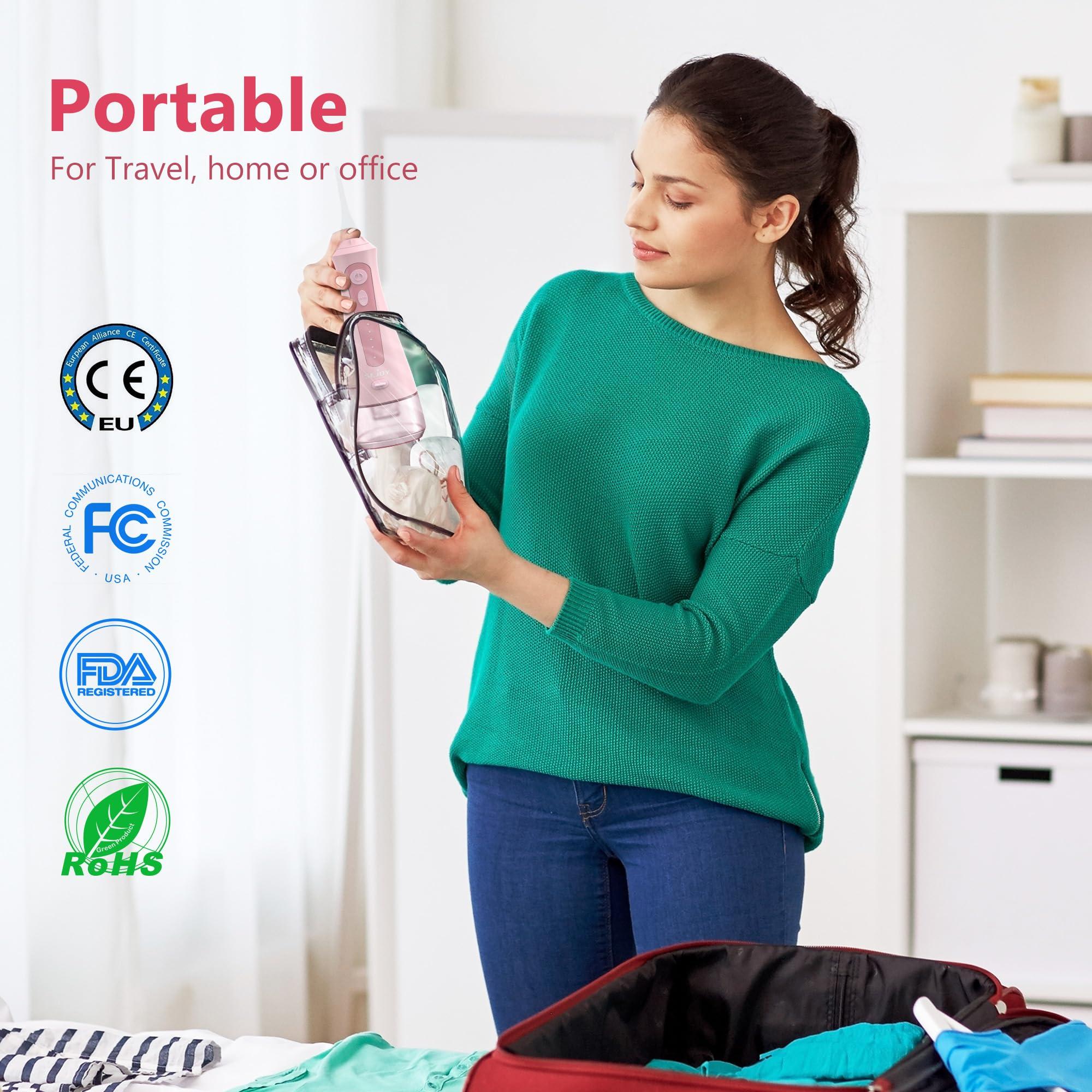 Sejoy Sejoy Water Flossers for Teeth Cleaning, Water Flosser for Teeth Rechargeable Cordless, Electric Portable, 5 Cleaning Modes 8 Jet Tips, IPX7 Waterproof, 230ml, for Travel and Home