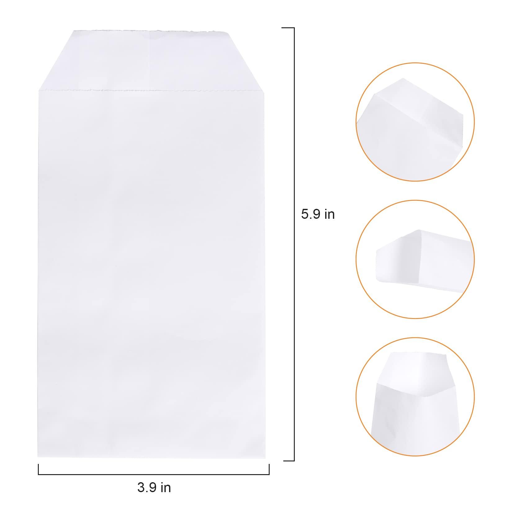 Florskoye Florskoye Flat Kraft Paper Treat Bags White 100 Pack, 4x6 Inch Small Paper Bags for Gift Sandwich Candy Cookie Snacks Doughnut Popcorn Craft Jewelry Merchandise Party Favor Bags ( White 3.9x5.9 Inches)