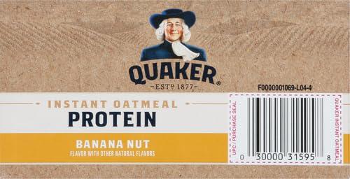 Quaker Quaker, Protein Instant Oatmeal, Banana Nut, 12.9 Oz, 6 Count (Pack of 2)