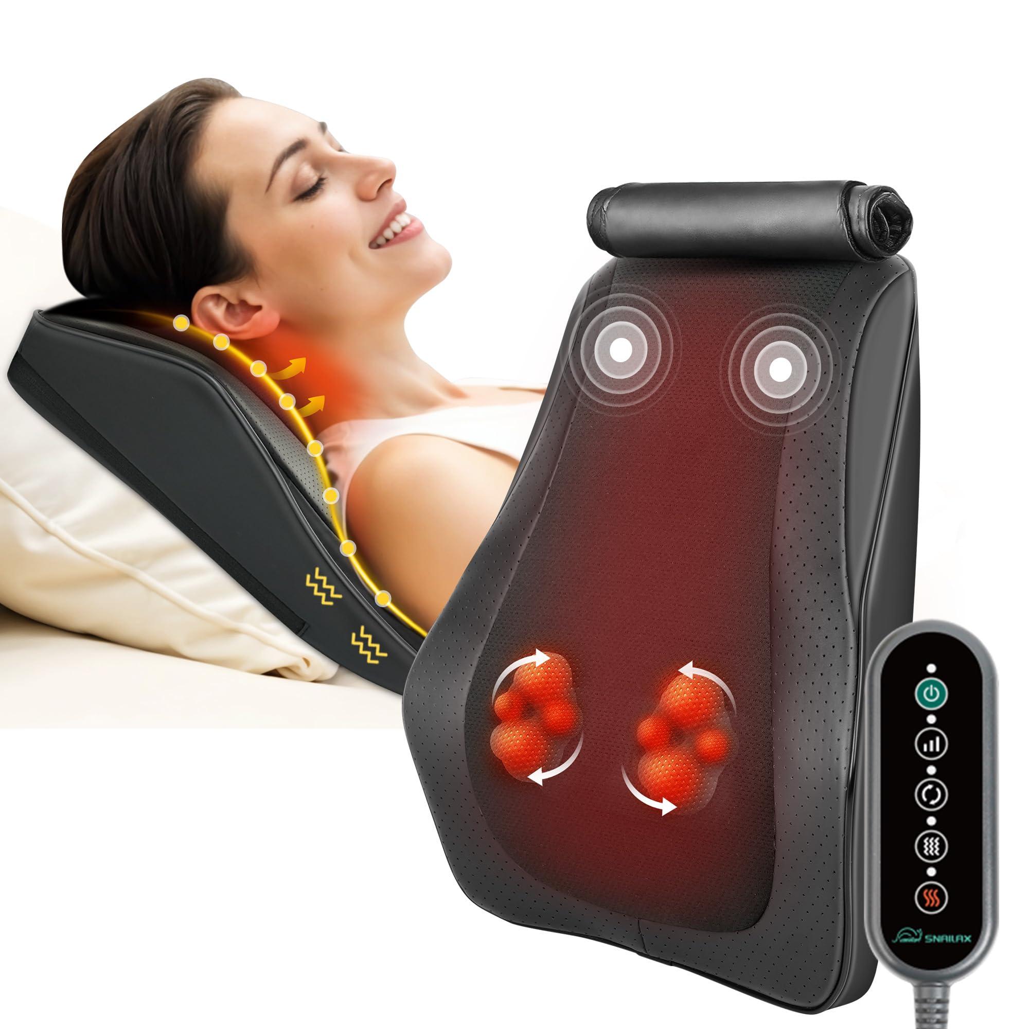 Snailax Snailax Back Massager for Back Pain Deep Tissue, Shiatsu Lower Back Neck Massager with Heat, Kneading Massage Pillow for Back Neck Shoulder, Valentine Gift(Black)