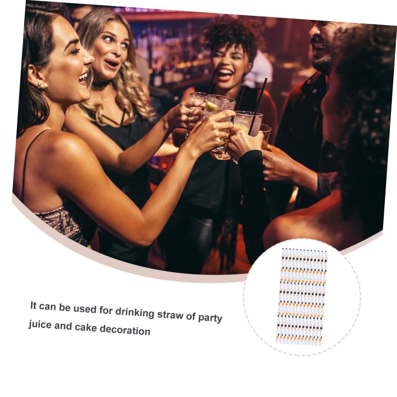 Beavorty Beavorty 250Pcs Halloween Spooky Straw Inserts Kraft Paper Drinking Straws for Celebrations