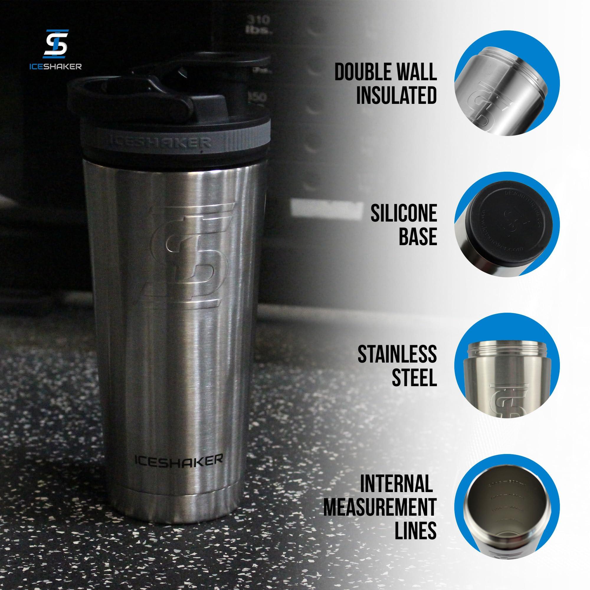 Ice Shaker Ice Shaker Insulated Stainless Steel Shaker Bottle | 26oz , Stainles Steel | Cold for 30+ Hours | Insulated Cup with Twist-on Agitator | Odor-Free Shaker Cup for Protein Shakes, Water, Smoothies, Cocktails