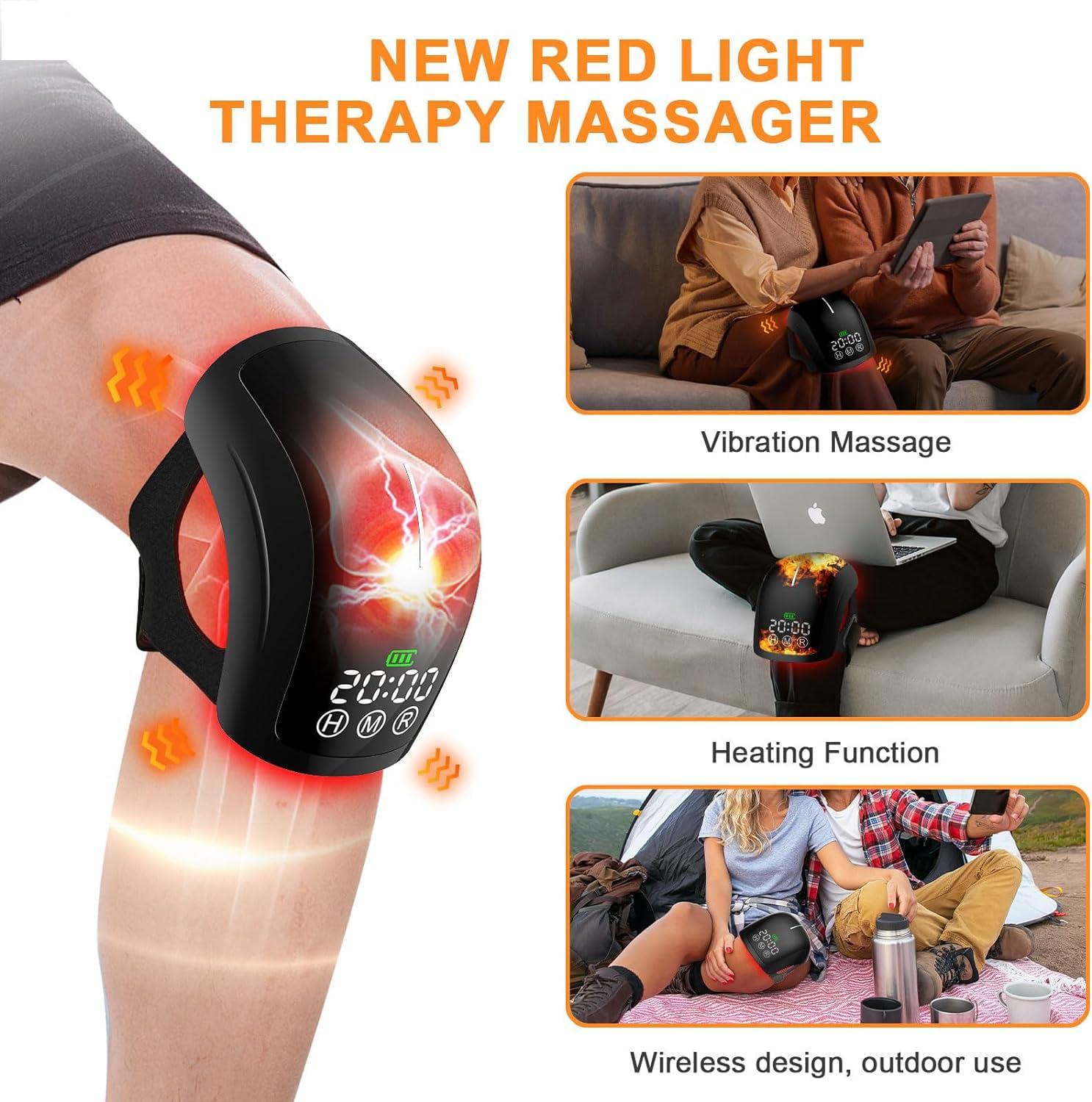 HaSoCare Knee Massager,Red Infrared Heat and Vibration Knee Pain Relief Device,Reduce Knee Joint Pain, Swelling, Stiffness and Other Joint Massager