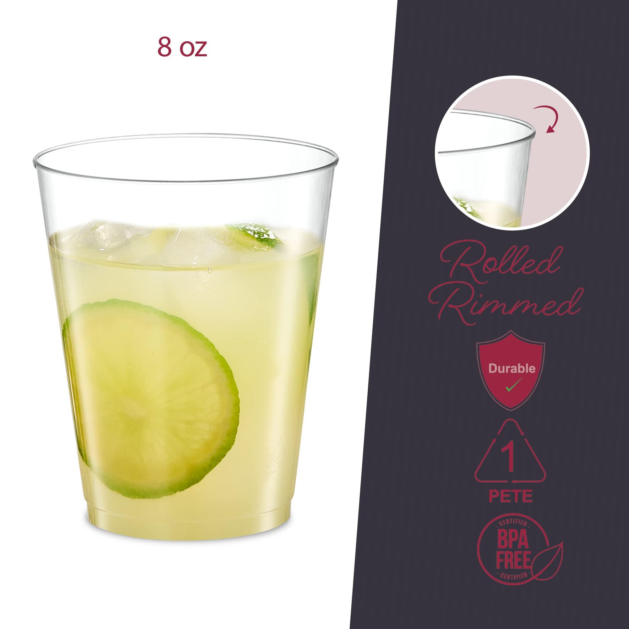 PLASTICPRO PLASTICPRO Disposable 8 oz Crystal Clear Plastic Tumblers for Party\'s & Weddings pack of 50