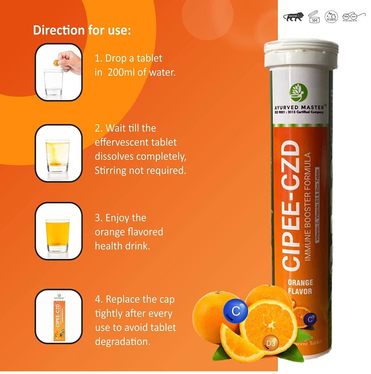 AYURVED MASTER CIPEE-CZD Immunity Booster Drink with Vitamin C, D3 and Zinc | 20 Tablets