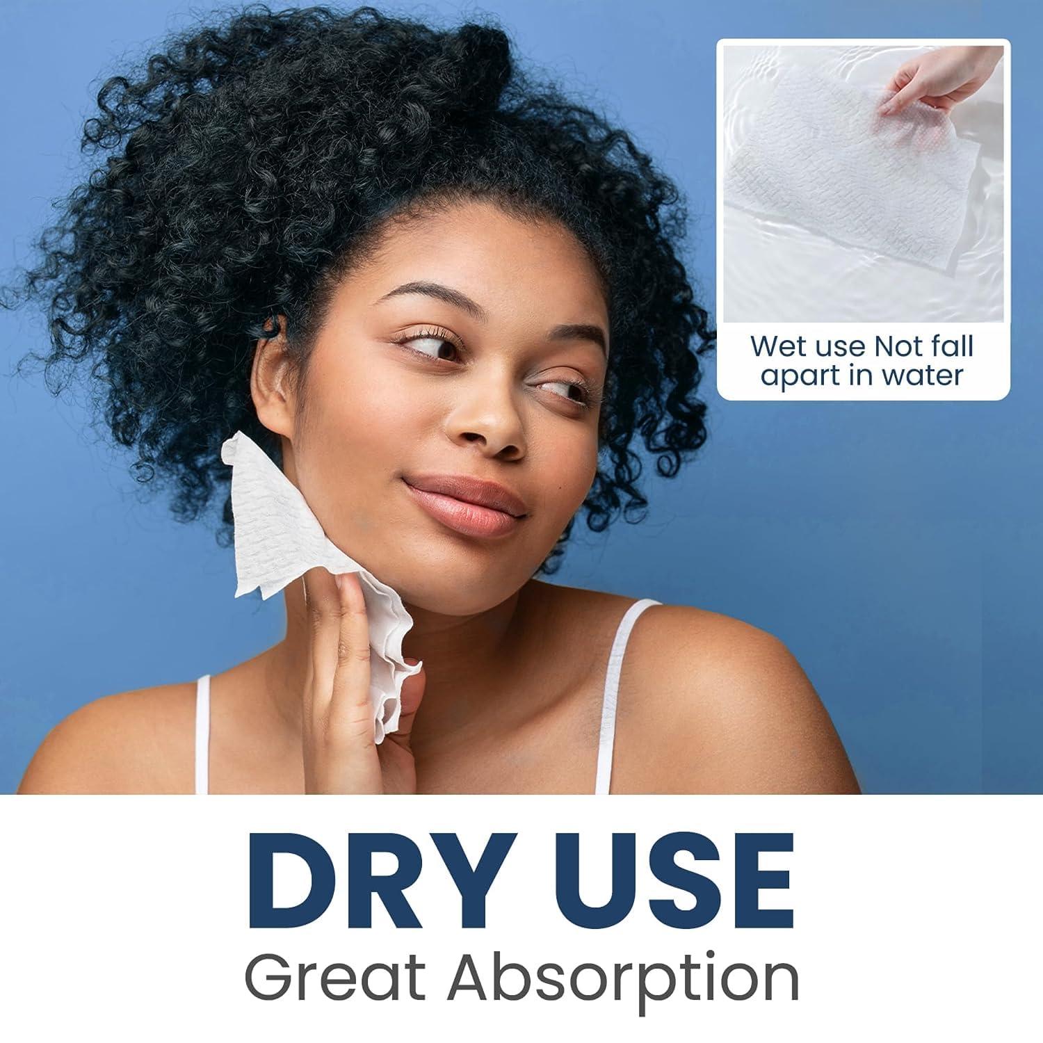 ourmed life Ourmed Life Disposable Face Towel | Lint-Free Biodegradable Towels | Dry Makeup Remover Clean Wipes | Super Soft & Thick for Sensitive Skin | 10-Inch X 7.87-Inch | 60 Count