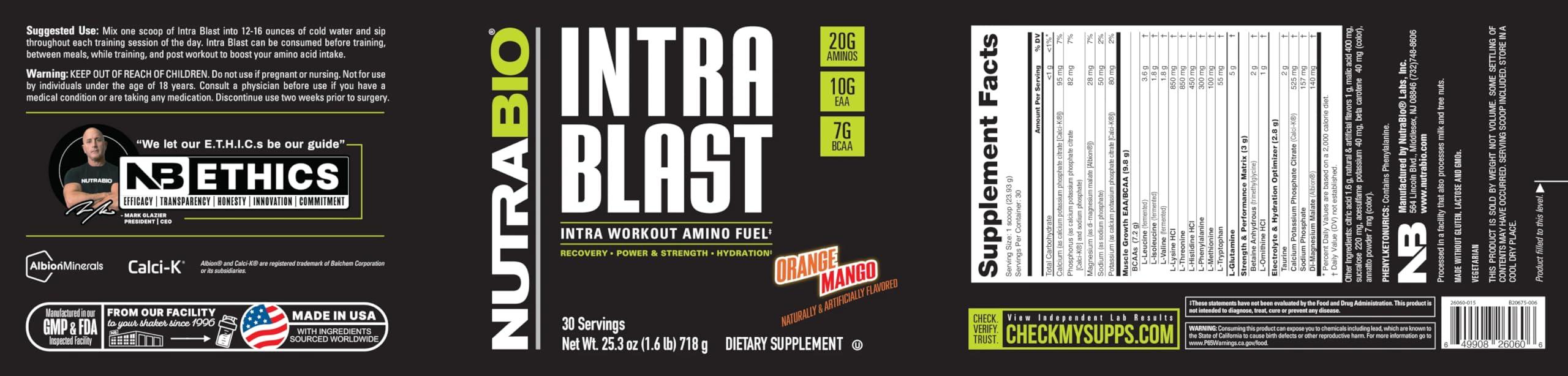 NutraBio NutraBio Intra Blast Electrolyte Performance Matrix (723 g) 30 Servings, Orange Mango