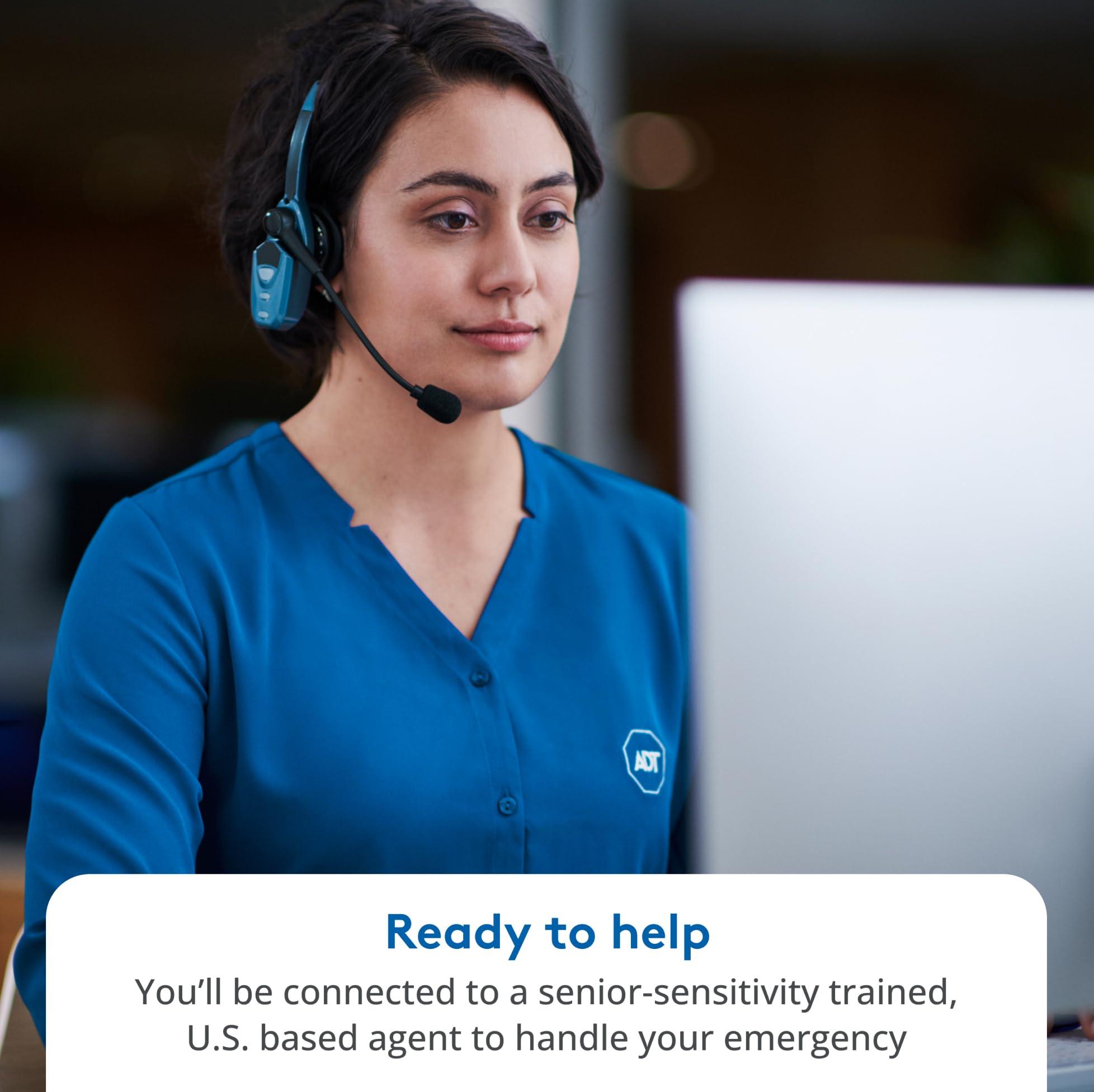 ADT ADT Medical Alert Plus - in-Home Medical Alert System for Seniors - Cellular 4G Coverage, 600ft Pendant Range, Home Temperature Monitoring, 24/7 U.S. Based Monitoring (White Wristband)