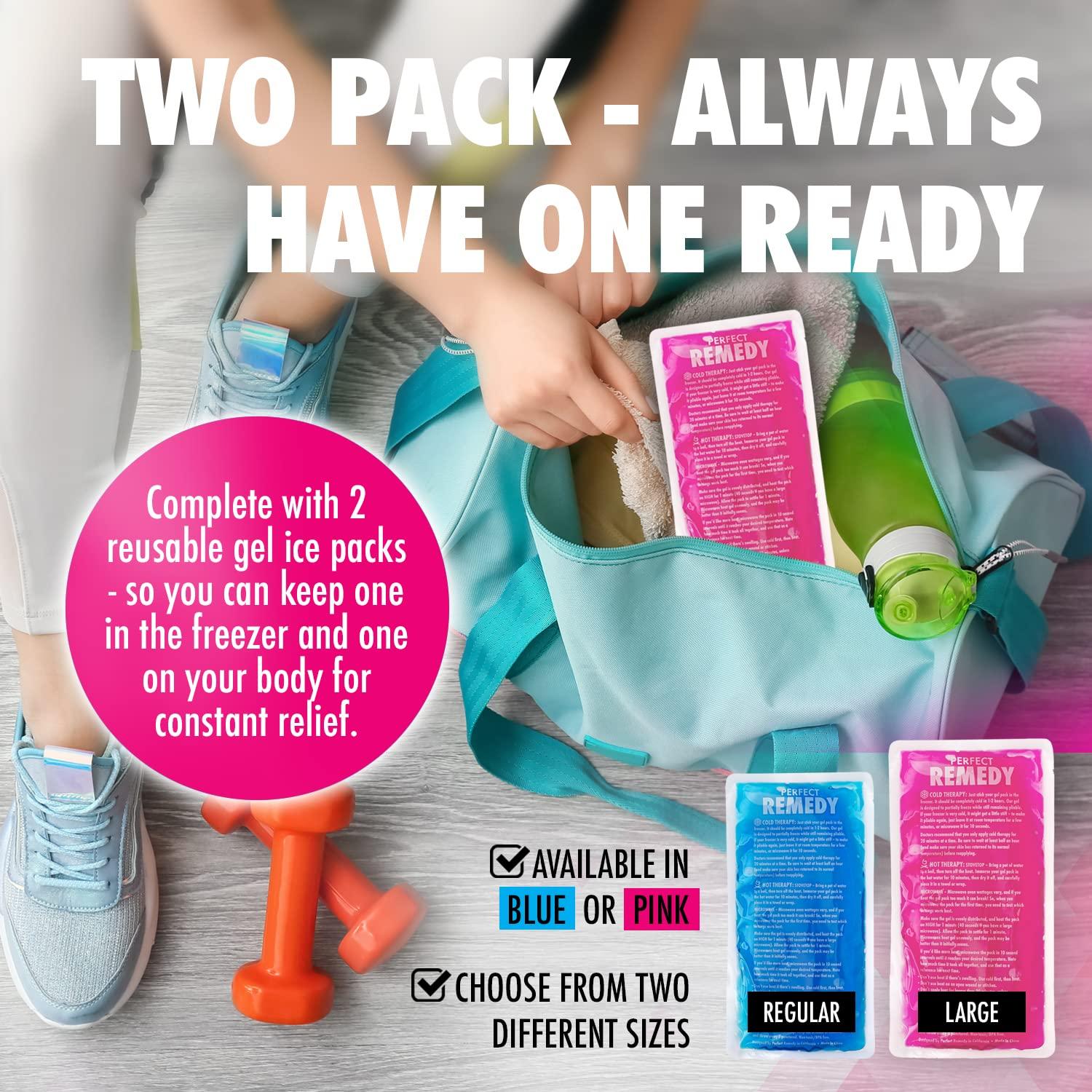 Perfect Remedy 2 Pack Reusable Ice Packs for Injuries Gel, Soothing Flexible Ice Packs for Injuries, Reusable Hot and Cold Pack for Pain Relief, Hot Water Bottles Alternative, Ice Packs Gel (Pink, Regular)