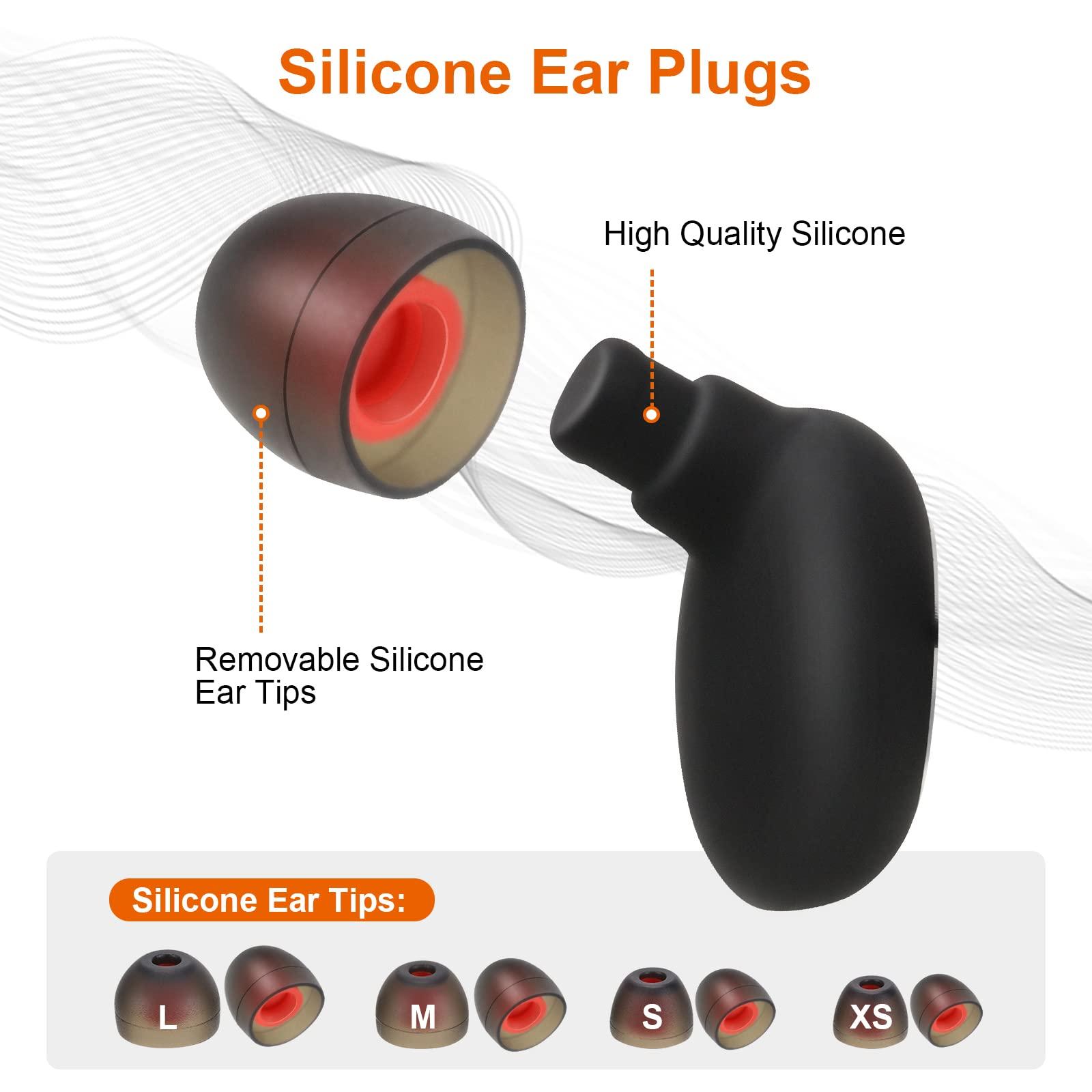 Tiliwame Tiliwame Ear Plugs, Reusable Ear Plugs for Sleeping Noise Cancelling, Silicone Earplugs for Snoring, Work, Study and Concerts Noise Redeuction, Reusable Earplugs with 8 Ear Tips in XS/X/M/L (Black)