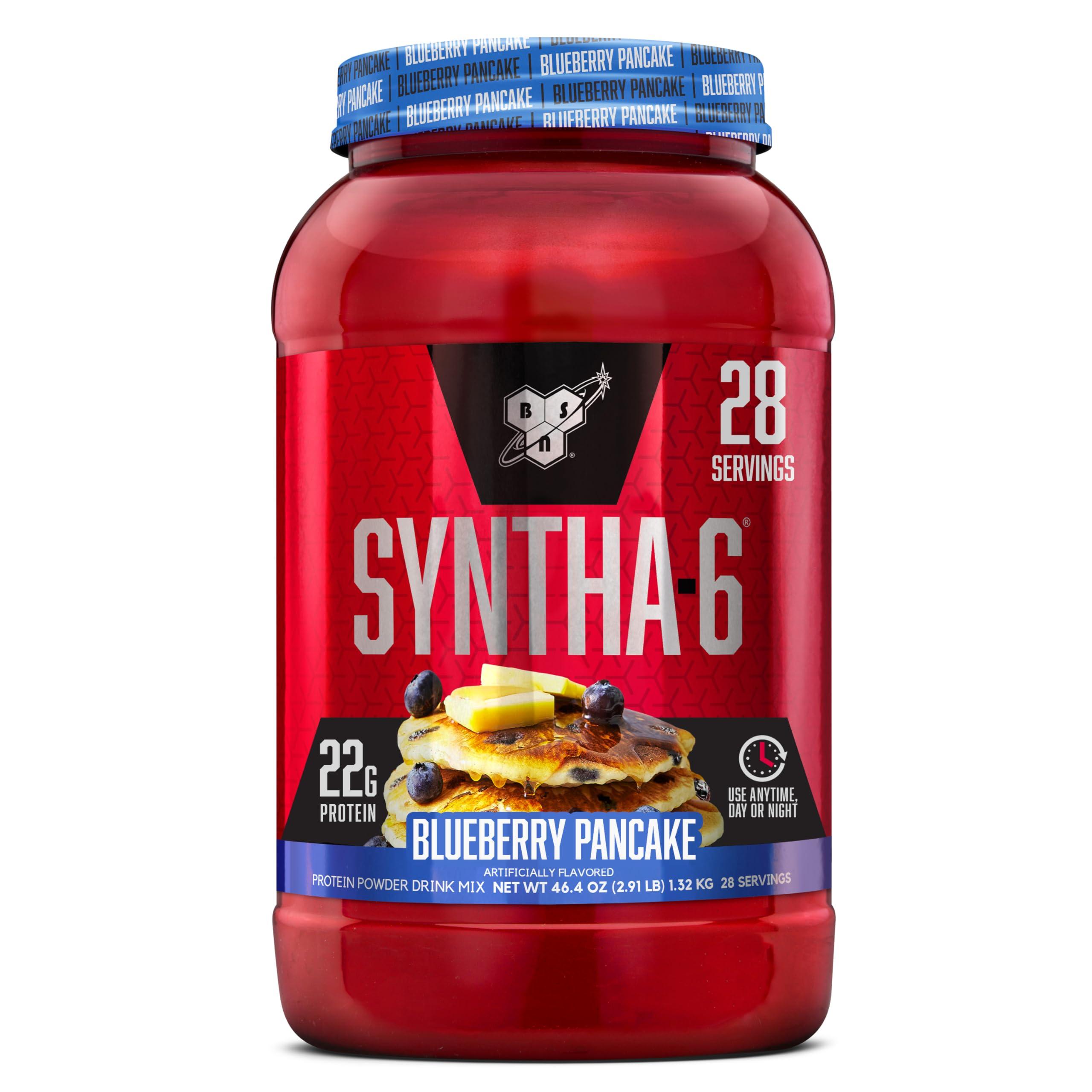 BSN BSN SYNTHA-6 Whey Protein Powder, Milk Isolate Protein Powder with Micellar Casein, Blueberry Pancake, 28 Servings (Packaging May Vary)