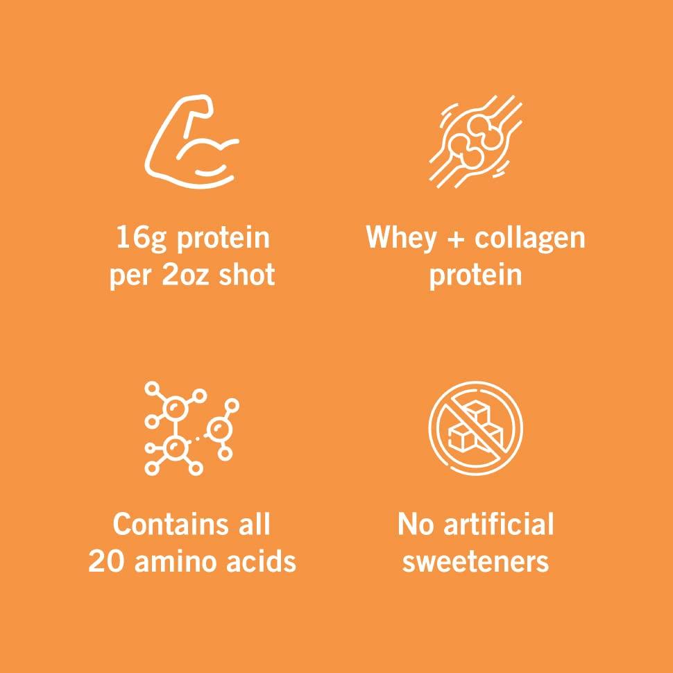 VIDAFUEL Vidafuel Protein Drink, 16g Protein per 2oz Shot, 32 fl oz Carton, 2 Pack, Citrus, Collagen and Whey Drink, No Artificial Sweeteners