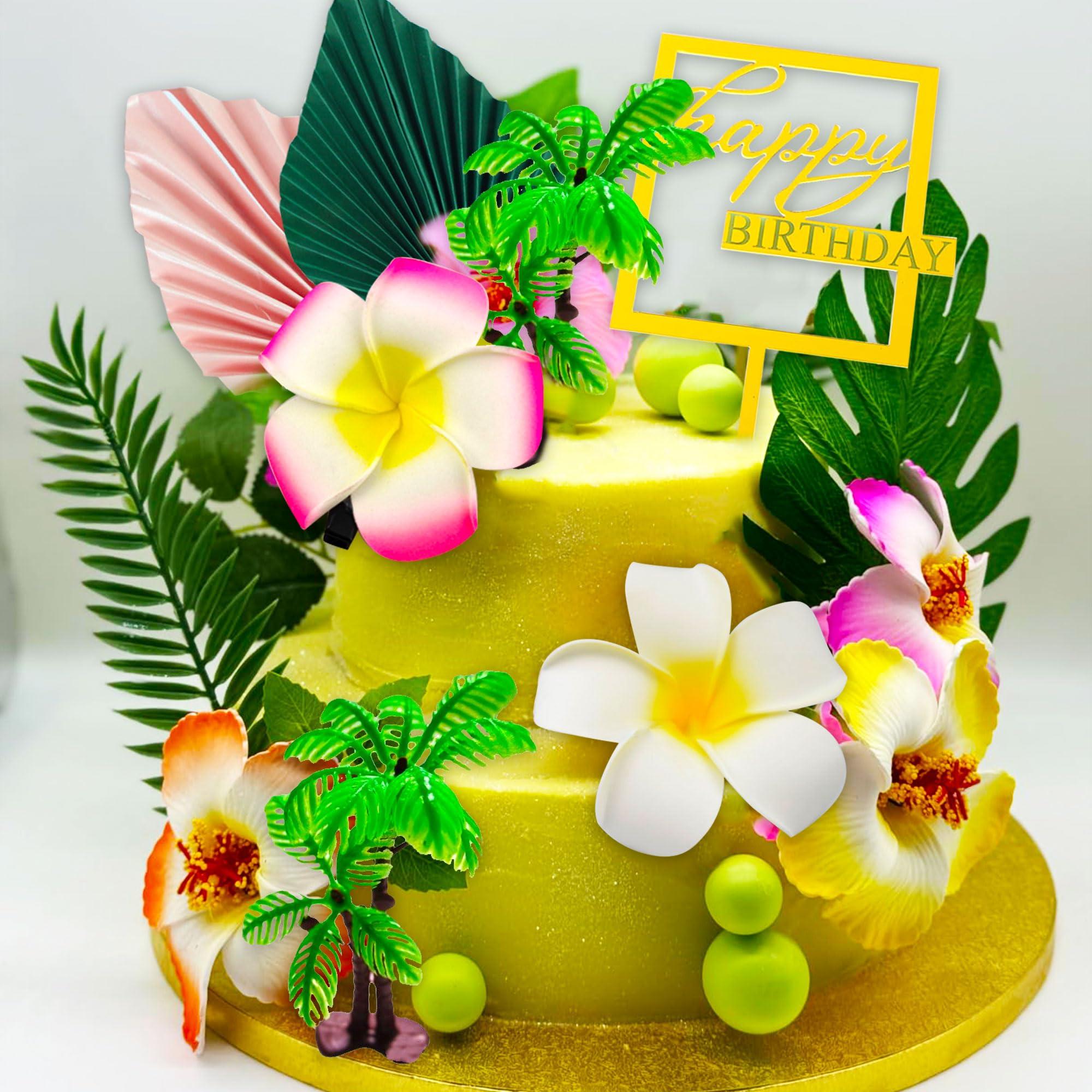 JeVenis JeVenis Tropical Luau Cake Decorations Hawaiian Cake Topper Beach Cake Topper Decorations for Birthday Baby Shower Bridal Shower Wedding