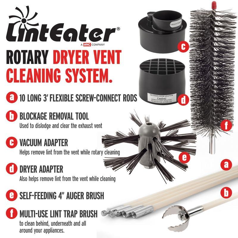 Gardus HY-C Dryer Cleaner Vent Kit - Linteater Rotary Dryer Vent Cleaning Kit, Dryer Vent Cleaning System, Dryer Brush Vent Cleaner, 30 Feet of Extension