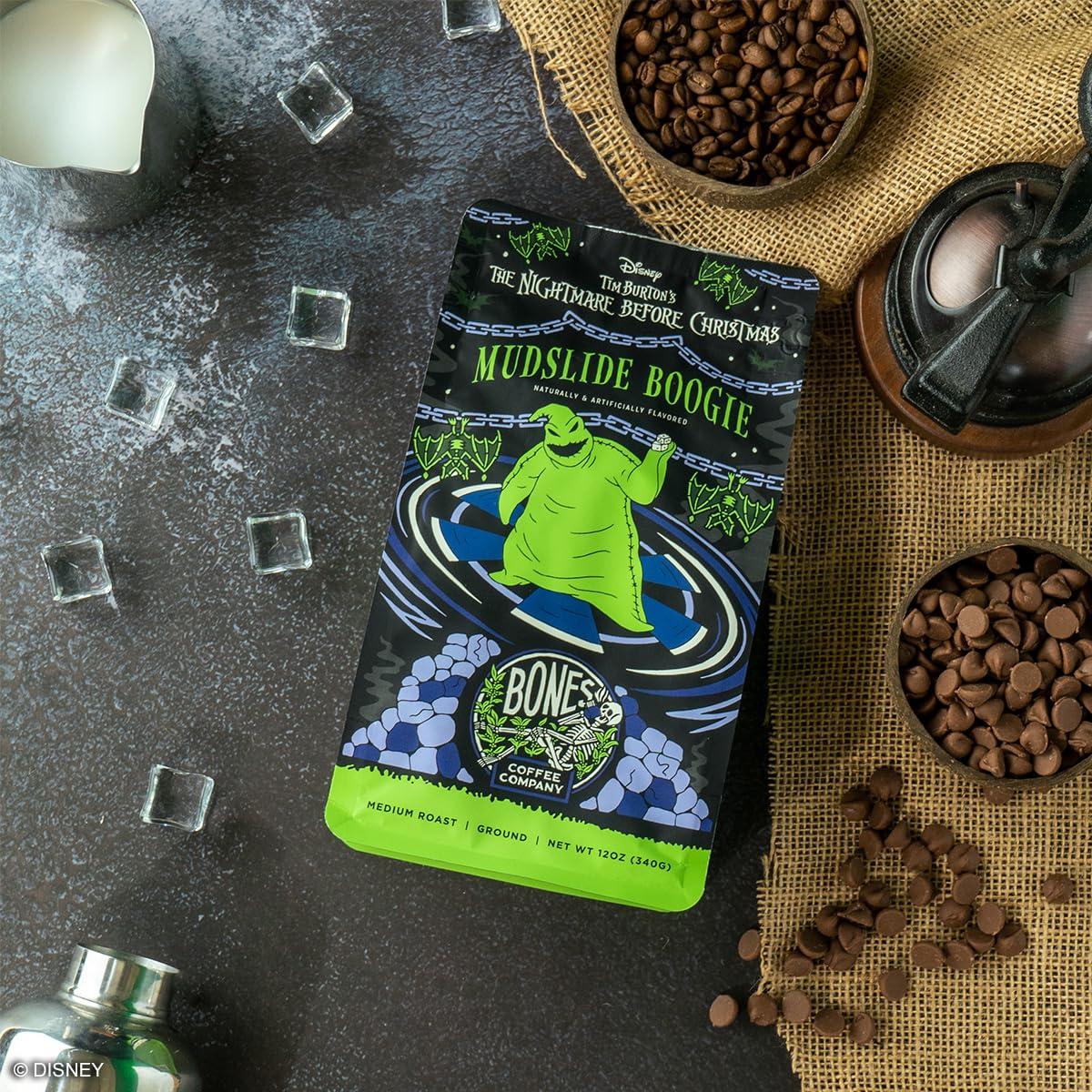 Bones Coffee Company Bones Coffee Company The Nightmare Before Christmas Mudslide Boogie Flavored Coffee Beans, Whole Bean Coffee Medium Roast Low Acid, Chocolate Mudslide Flavor (12 oz)