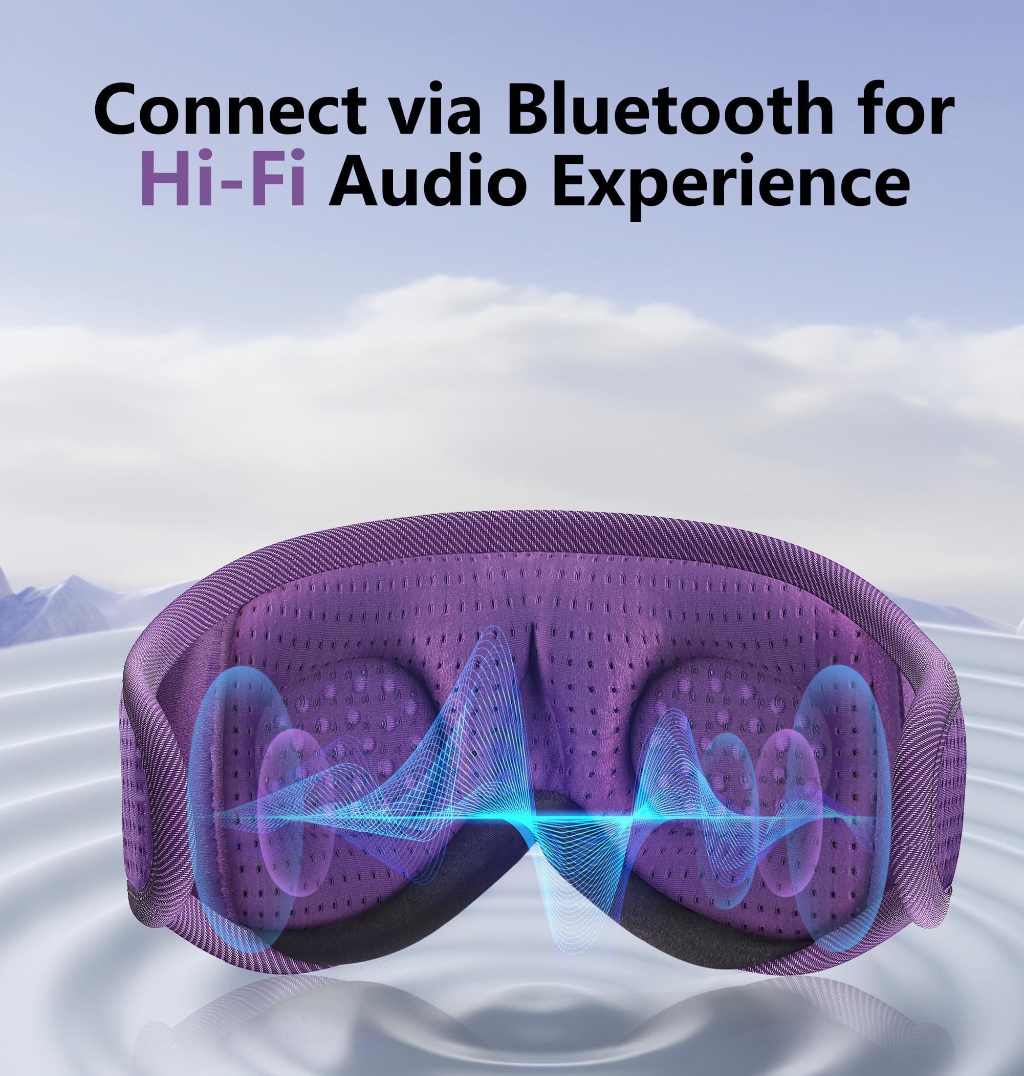 TOPOINT Sleep Mask with Bluetooth Headphones Wireless, TOPOINT 3D Eye Mask for Sleeping Headphones Women Men with Noise Canceling Earbuds, Thin Speaker, Blackout, 15 Hours for Travel, Meditation, CPAP Users