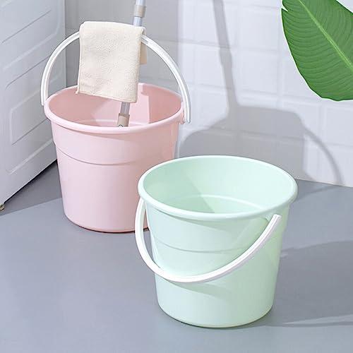 Amosfun Amosfun Plastic Buckets Plastic Bucket with Handle Round Water Bucket Bath Bucket Water Container for Camping Travel Beach Summer Party Accessory Green Cleaning Bucket