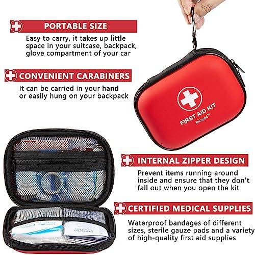 Atickyaid Mini First Aid Kit - 120 Piece Small Waterproof Hard Shell Medical Kit for Car, Home, Office, Travel, Camping, Sports, Outdoor, School - Emergency First Aid Supplies and Survival Kit