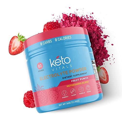 Keto Vitals Keto Vitals Keto Electrolytes Powder | Keto-Friendly Electrolytes with Potassium, Magnesium, Sodium, Calcium | Keto Electrolytes Supplement Energy Drink Mix | Sugar-Free, Zero Calories, Zero Carbs