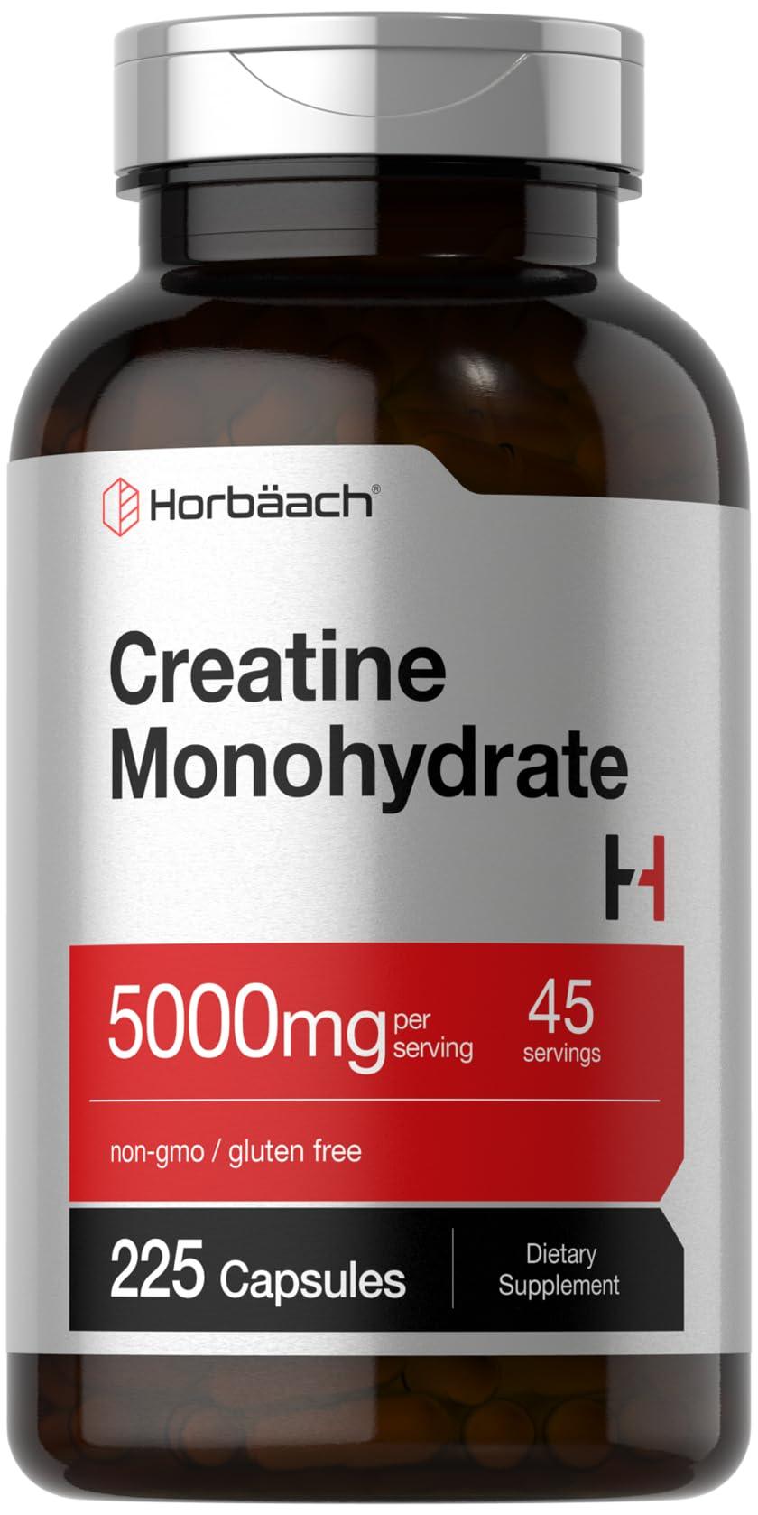 Horbach Horbach Creatine Monohydrate | 5g | 225 Capsules | Non-GMO, Gluten Free Supplement