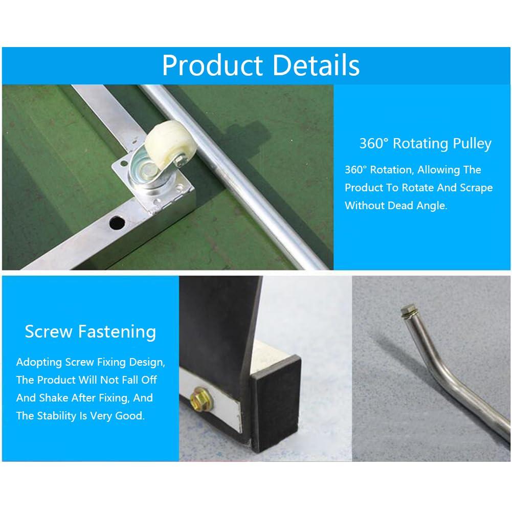 FOZCJS Tennis Court Squeegee, Stainless Steel Sport Squeegee Sweepe Floor Water Remover Rain Shuttle Squeegee Broom for Sport Courts, Garages, Flat Floor, Silver