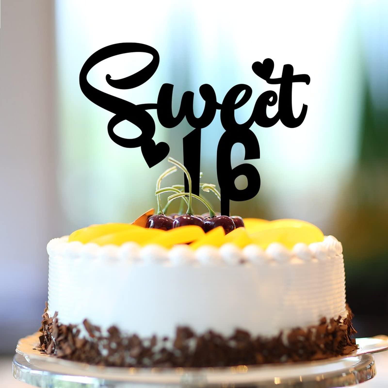 CustonCares Sweet 16 Cake Toppers 16th Birthday Cake Toppers Acrylic Black Sixteen 16 Years Old Happy Birthday Party Decorations Custom Name Any Age Number 16th Anniversary Birthday Present For Men Women 6inch