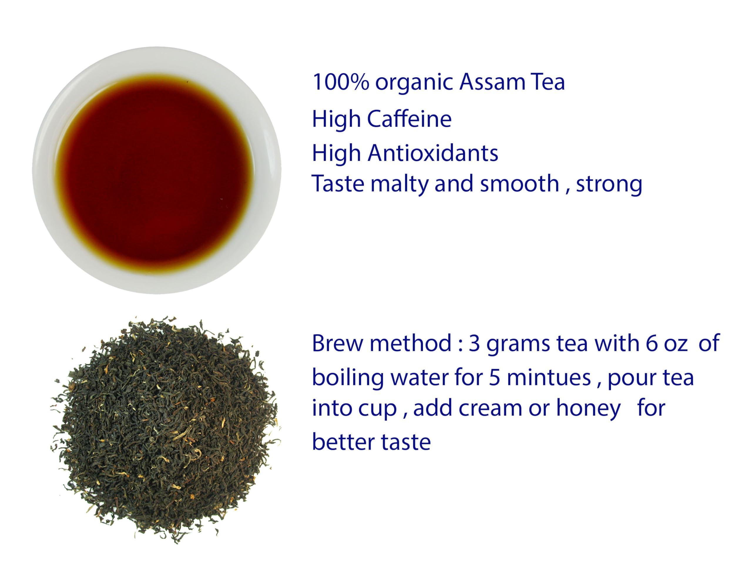 GreenHillTea Greenhilltea, Assam TGFOP Black Tea with Tippy Flowery Malty Premium Black Tea Loose Leave Tea 1 LB