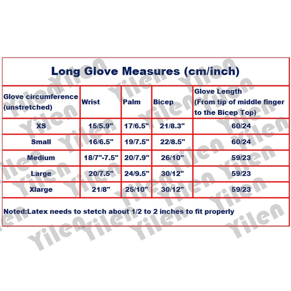 Yilen Latex Long Gloves For Women Black Latex Rubber Arm Mens Mittens Natural Latex Gloves (S, Black)