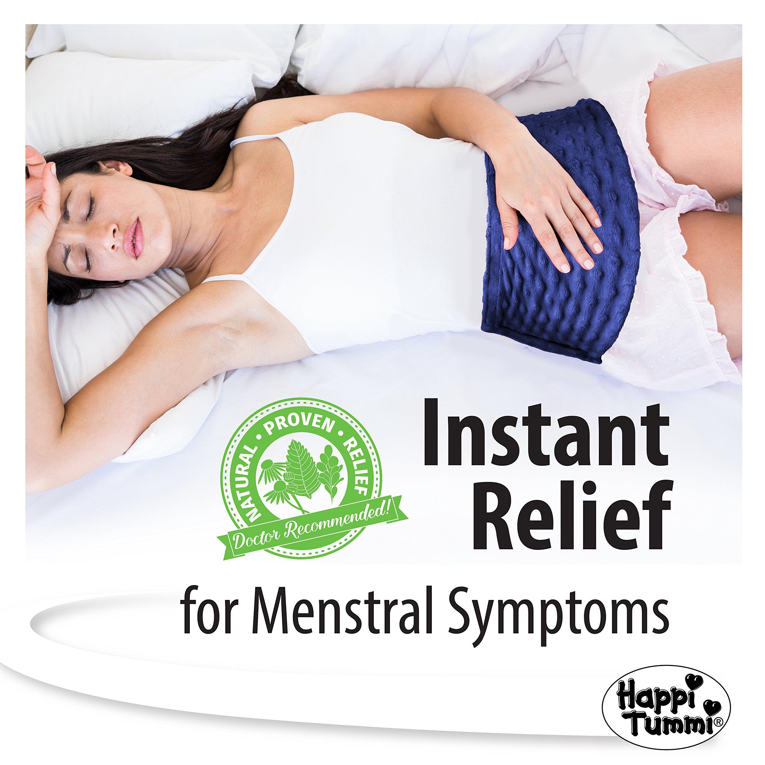 Happi Tummi Microwavable Heating Pad, Natural Aromatherapy Wrap for Menstrual Cramps, Abdominal Discomfort, Back Neck and Shoulder Pain (Small, Blue)