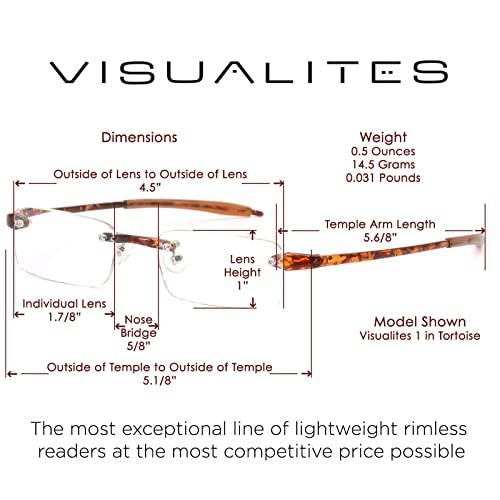 Visualites Visualites 1 Sky Blue 1.00 Power Lightweight Rimless Reading Glasses For Men and Women