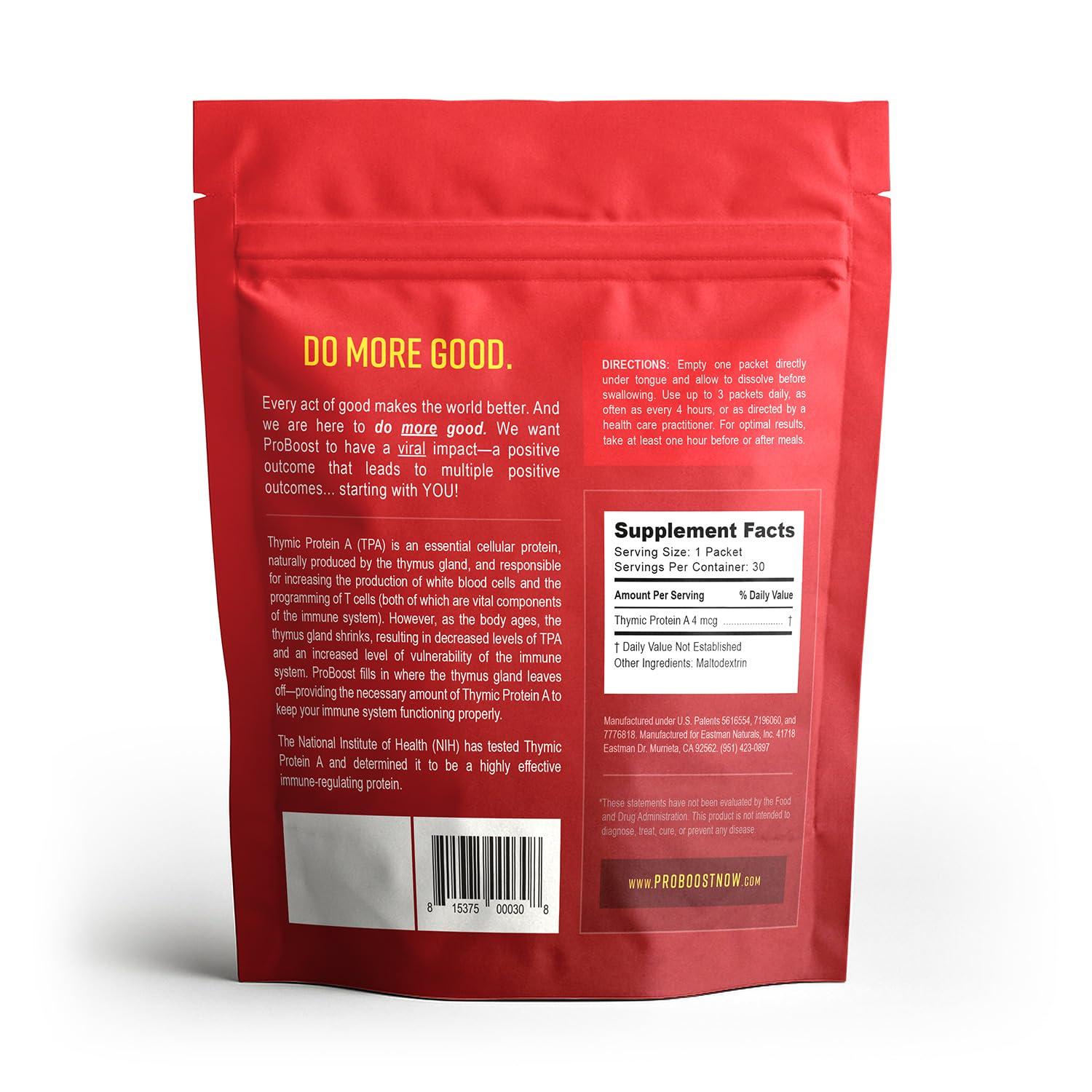 ProBoost ProBoost Thymic Protein A Powder Packets (4 McG TPA) Immune System Support Supplement - All Natural, Non-GMO Formula - 30 Packets