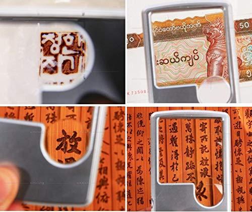Zjnhl JIANLIZI Vision aid - Magnifying glass Square Magnifying Glass with LED Lamp Pocket Mini Card Type Magnifier 3X 6X HD Lens for Old Man Book Reading Jewelry Identification Watches DIY Crafts Carving