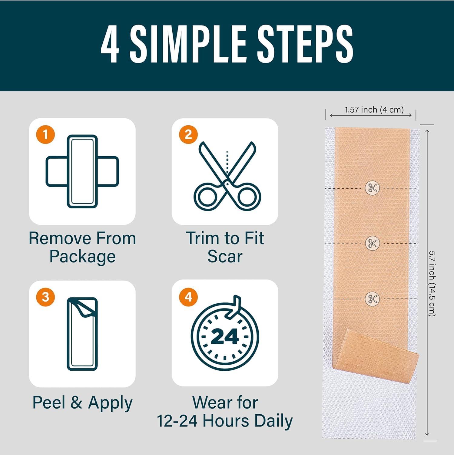 NUVADERMIS NUVADERMIS Extra Long Silicone Scar Sheets with Scar Gel Reusable Medical Grade Sheets for C-Section, Tummy Tuck, Keloid, and Surgical Scars