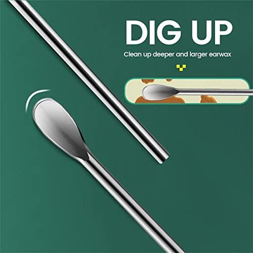 PIPLYKI The Most Professional Ear Cleaning Master in 2023 - Ear Cleaner Tool Set, Earwax Cleaning Tool 6-Piece Set with PU Leather, Spiral Design Stainless Steel Earwax Removal Kit (Purple)