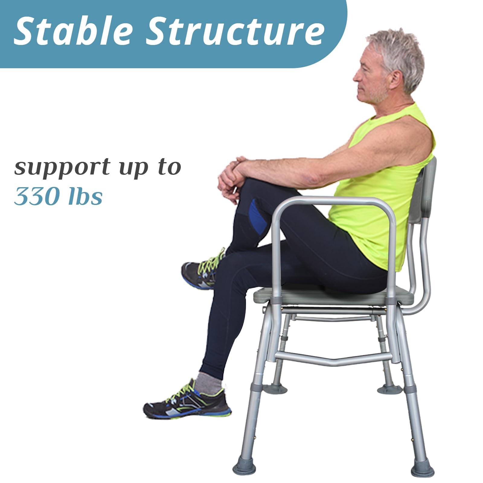 Winado Winado Tub Transfer Bench for Bathtub with Backrest & Armrest, Supports up to 330 lbs Aluminium Alloy Bath Chair, Gray