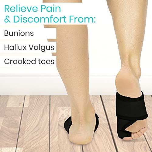 Vive Vive Bunion Brace (Pair) - Big Toe Corrector Straightener with Splint - Hallux Valgus Pad, Joint Pain Relief, Alignment Treatment - Orthopedic Sleeve Foot Wrap Support for Men and Women (Black)