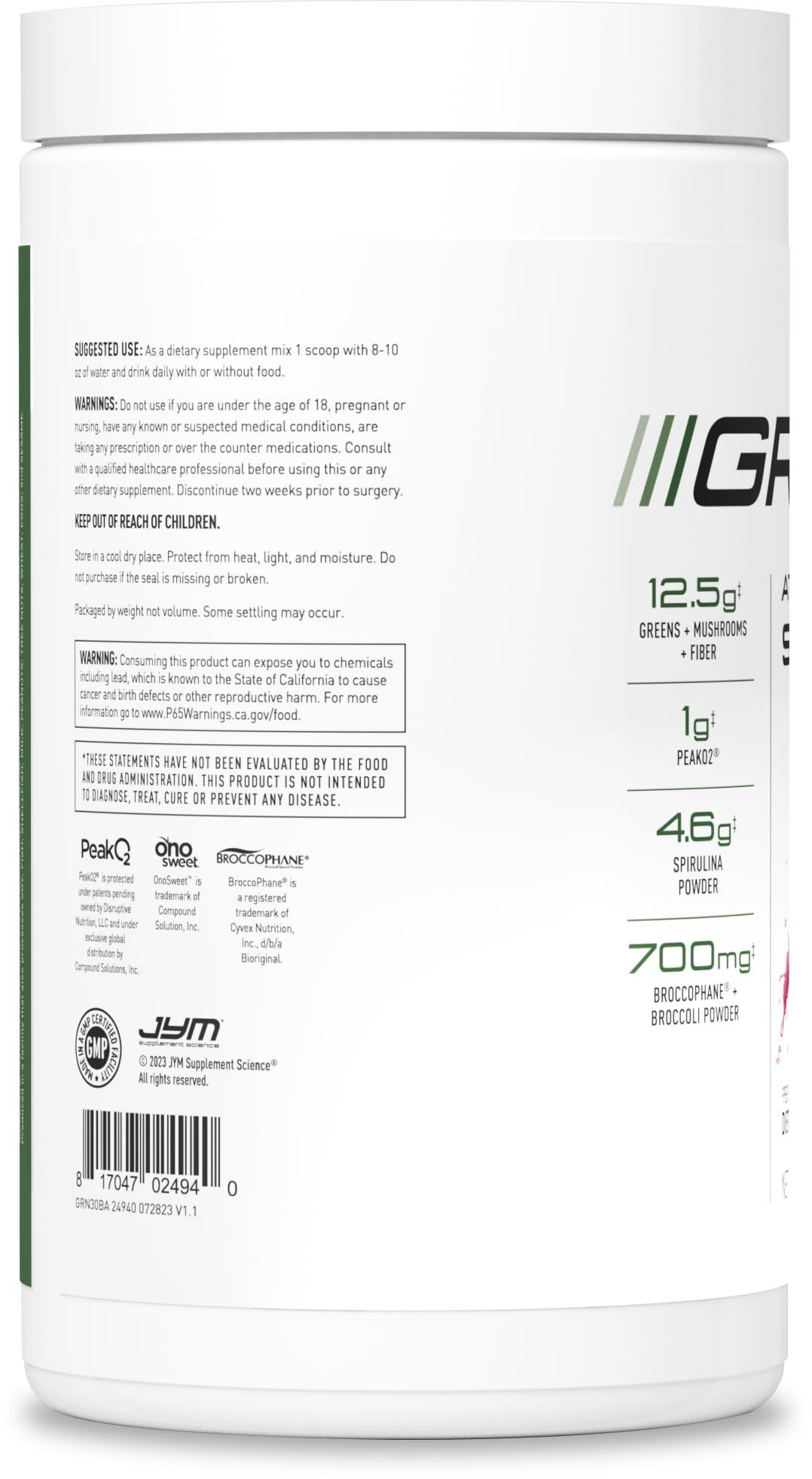 JYM Supplement Science JYM Greens Super Food Powder for Performance, Blueberry Acai, Spirulina, Mushrooms, Vitamins, BroccoPhane & Broccoli, Men & Women, 30 Servings