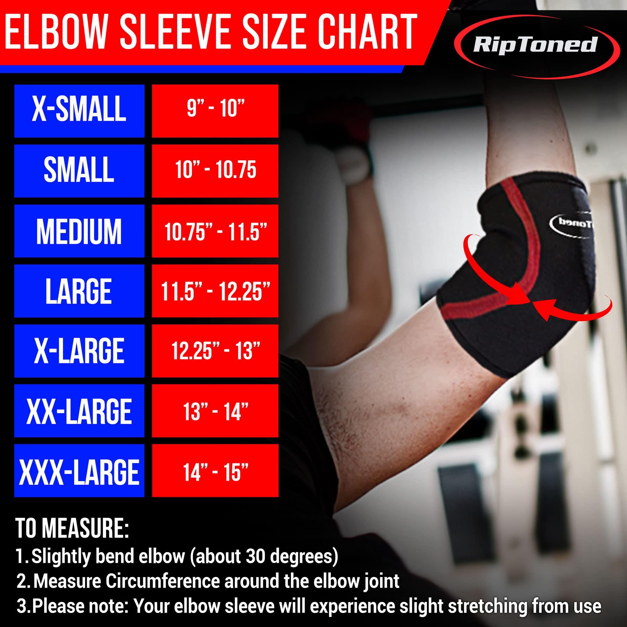 Rip Toned Rip Toned Elbow Sleeve Weightlifting - Elbow Wraps Compression Support & Pain Relief - Arm Sleeve for Men & Women- Durable Gym Elbow Brace for Strong Weight Training & Recovery - See Sizing Guide