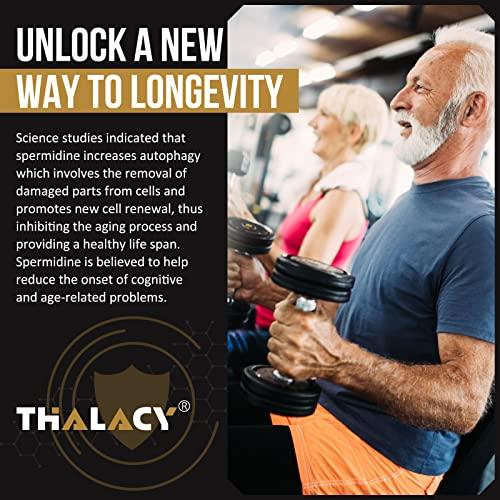 Thalacy Spermidine Supplements 13mg - 1300mg Wheat Germ Extract Capsules Potent Formula with Higher Spermidine Content and Zinc for Healthy Aging, Daily Immune System and Cell Renewal, 120 Capsules