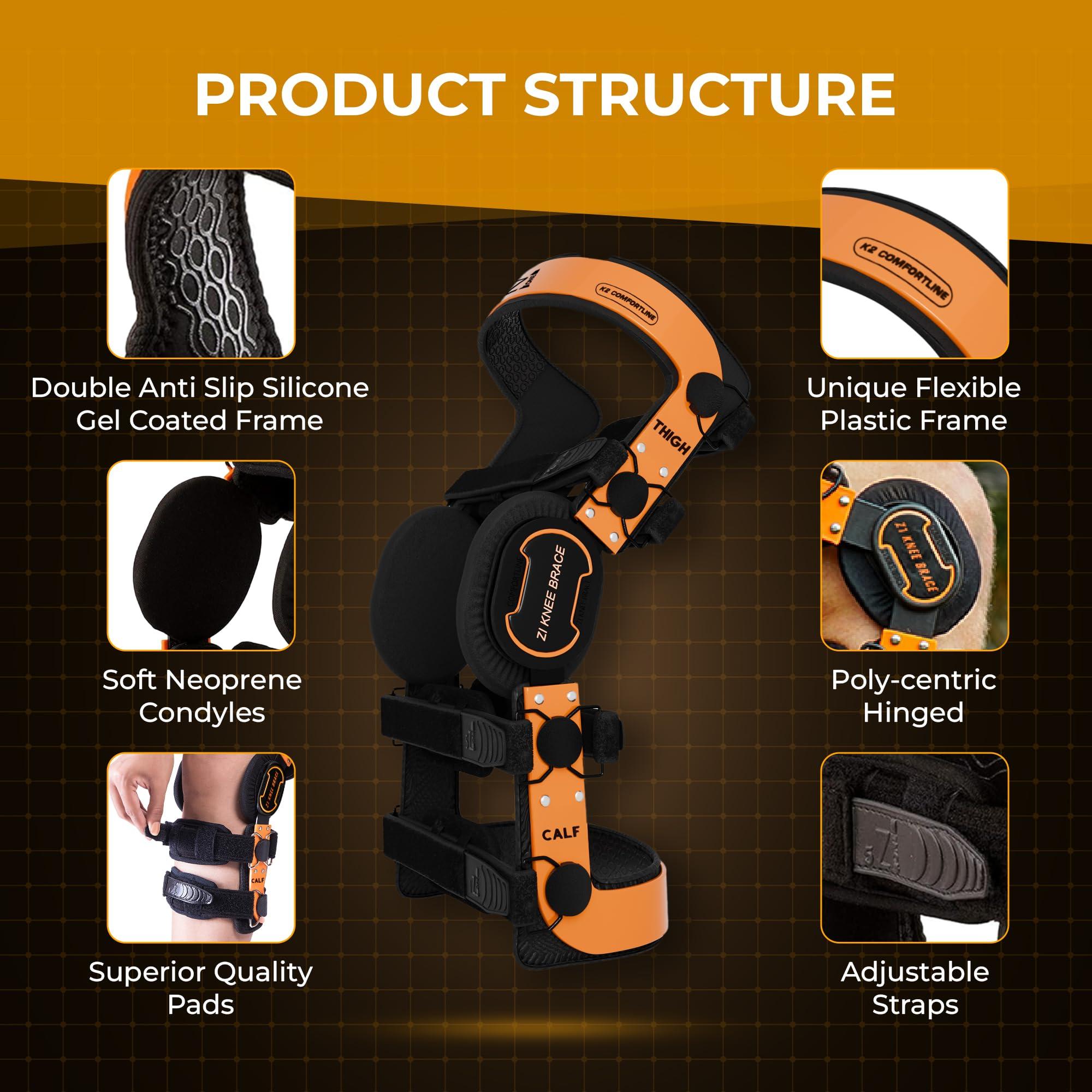 Z ONE Z1 K2 Comfortline Hinged Knee Brace for Men & Women Knee Support for ACL, MCL, LCL, PCL, Ligament and Sports Injuries, Arthritis Pain, Meniscus Tear and Mild Osteoarthritis (S11)