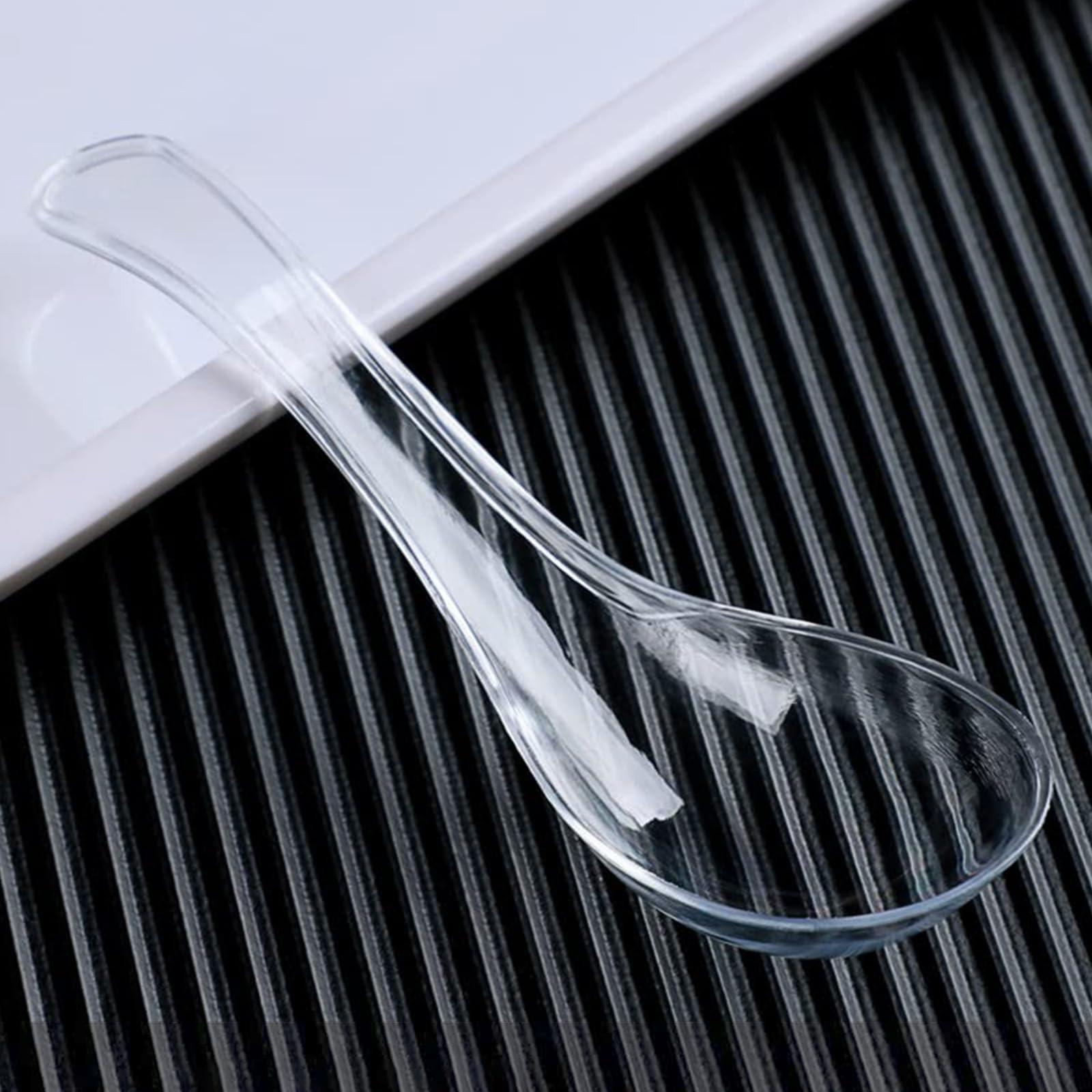 T Legend 50 PCS Disposable Clear Plastic Spoons,Asian Soup Spoons,Chinese Spoons,tasting spoon,front dish spoon,Plastic Cutlery(Clear round bottom)